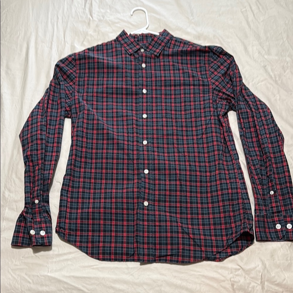 Banana Republic Red and Black Casual Button Down Shirt